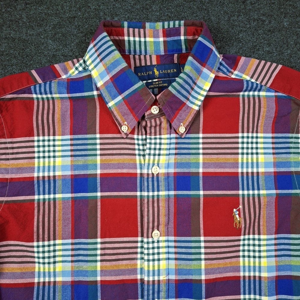 Polo Ralph Lauren Button Dn Shirt Large Slim Stretch Oxford Colorful Flesh Pony